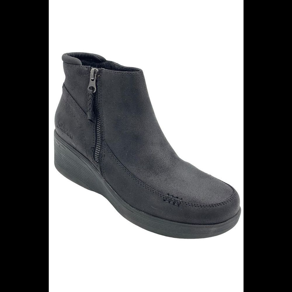 Skechers Pier Lite Water Repellent Wedge Boots Natural Charm Black - Medium